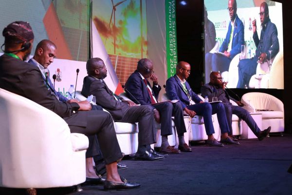 Six panelists sitting on the stage of ECOWAS Sustainable Energy Forum