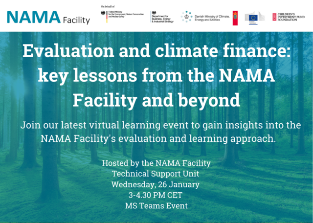 NAMA Facility event on evaluation and climate finance poster