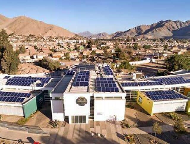 Solar panels on rooftops in Chile